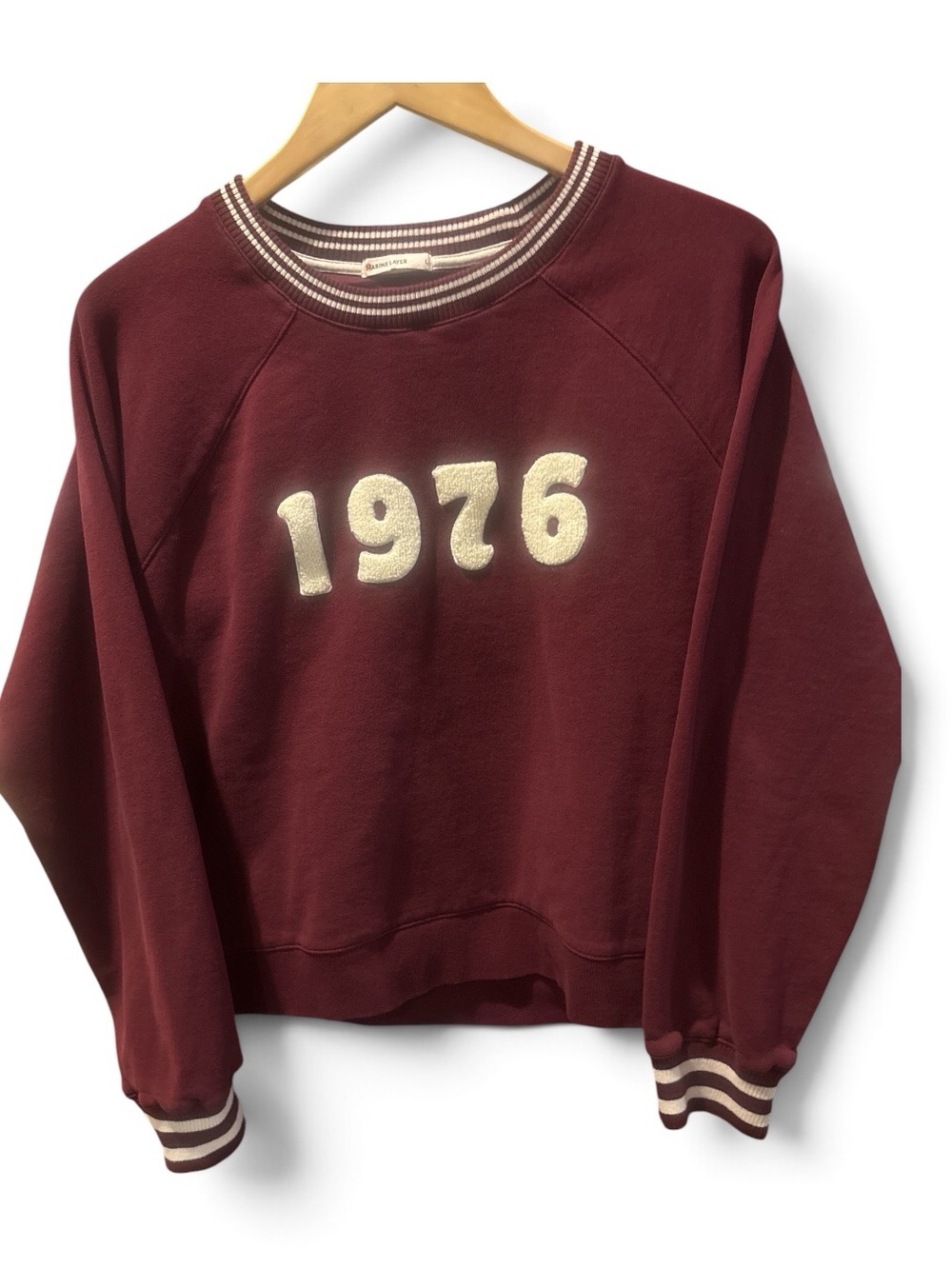 Marine Layer Maroon Sweatshirt with Cream '1976' Chenille